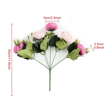 30cm Rose Pink Silk Puokštę Bijūnų Dirbtinės Gėlės 
