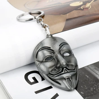 HEYu Moive Papuošalai V for Vendetta Anonimas Kaukė Hip-Hop Pakabukas Hakeris Kaukė Lydinio Keychain Mados Gaes Chaveiro 5 Spalvų