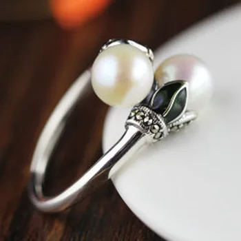 2019 Naujausias Mados Dizaino Dvigubo Perlų Žiedas Moterims, Šaliai, Papuošalai Gėlavandenių Perlų Piršto Žiedai Smulkūs Papuošalai Lašas laivybos