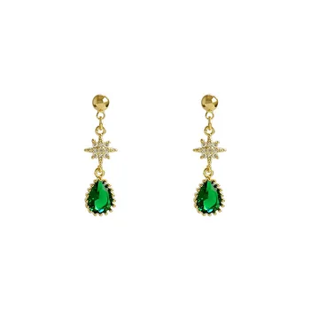 Madingas Švelnus Kristalų Pakabukas Auskarai Green Crystal Temperamentas Elegantiški Auskarai Paprastų Moterų Papuošalai