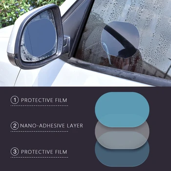 2vnt nustatyti automobilio galinio vaizdo veidrodis atsparus vandeniui lipdukas langą skaidri plėvelė Anti-rūko ir anti-glare, langų folijos auto apsauginiai lipdukai