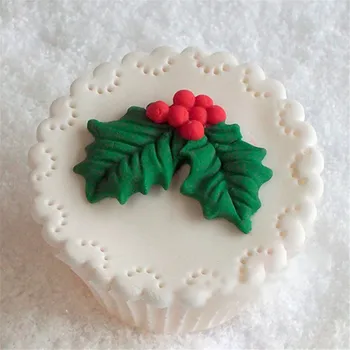 Kalėdų Holly Apdailos Minkštas Pyragas Silikono Formos Šokoladiniai Saldainiai, Pelėsių, Slapukus, Pyragaičiai, Sausainiai Pelėsių 