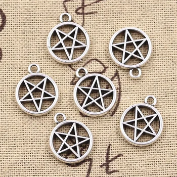 15vnt Pakabukai Star Pentagram 17x14mm Antikvariniai Sidabro Spalvos Sidabrą, Karolius, Todėl 