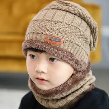 YOYOCORN aksomo bžūp tėvų vaikas 2vnt super šiltos Žiemos balaclava Beanies Megzti Skrybėlę ir skara už 3-13 metų mergaitė, berniukas skrybėlės