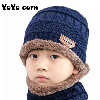 YOYOCORN aksomo bžūp tėvų vaikas 2vnt super šiltos Žiemos balaclava Beanies Megzti Skrybėlę ir skara už 3-13 metų mergaitė, berniukas skrybėlės