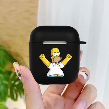 Mielas, juokingas animacinių filmų anime Simpson juoda matinė Minkšto silikono TPU Dėklai Airpods Įkrovimo Langelį AirPods 1 2 Pro Fundas Coque