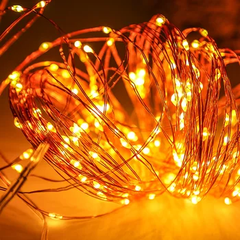LED Styginių šviesos Sidabro Vielos Pasakų šiltai balta Girlianda Namuose Kalėdų Vestuves Apdailos Powered by Baterija tešlą USB 10m