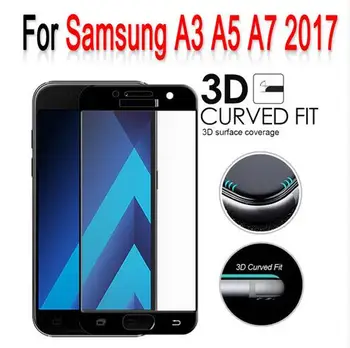 Visiškai Padengti Grūdinto Stiklo Samsung Galaxy A3 A5 A7 2017 Screen Protector Samsung 3 5 7 2017 A320 A3200 A520F A720F Dangtis