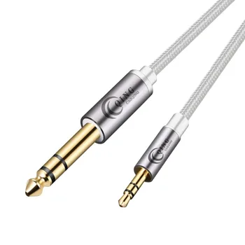 3.5 mm 6.35 mm kabelis, 3.5 mm 1/8 colio Vyrų TRS 6.35 mm 1/4 colių Vyrų TS Audio Stereo HiFi Nylond Nerijos Kabelis 