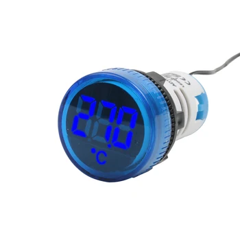 22mm Mini plastiko LED skaitmeninis termometras 20-119 Celsijaus 50-380V AC Apvalios Mažos Ekrano Indikatorius pilotas, šviesos, temperatūros matuoklis