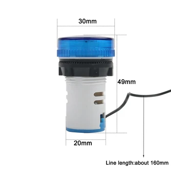22mm Mini plastiko LED skaitmeninis termometras 20-119 Celsijaus 50-380V AC Apvalios Mažos Ekrano Indikatorius pilotas, šviesos, temperatūros matuoklis