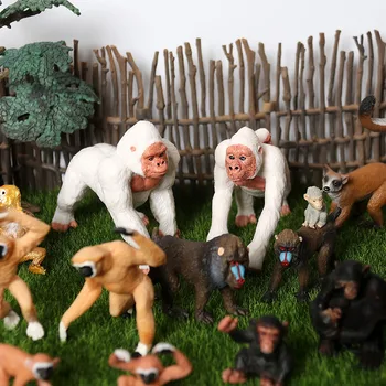 Realus Rankomis Dažyti šimpanzė,mandrill,Gibbon,Beždžionė Laukinių Gyvūnų Statulėlės, Modelis Veiksmų Skaičius, Namo, Sodo Puošmena Žaislai