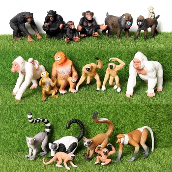 Realus Rankomis Dažyti šimpanzė,mandrill,Gibbon,Beždžionė Laukinių Gyvūnų Statulėlės, Modelis Veiksmų Skaičius, Namo, Sodo Puošmena Žaislai