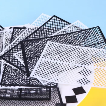 Žvynų Nagų Vinilų Klijai Ultra-plonas Pledas Grynosios Linijos Tuščiaviduriai 3D Nagų Trafaretas Lipdukas Manikiūro, Nagų Dailės Apdaila