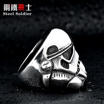 Plieno kareivis naujo dizaino stormtrooper vyrų asmenybės žiedas filmo stiliaus mados nerūdijančio plieno papuošalai