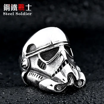 Plieno kareivis naujo dizaino stormtrooper vyrų asmenybės žiedas filmo stiliaus mados nerūdijančio plieno papuošalai