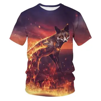 3D Spausdinimo T marškiniai Vyrams, Moterims Vasaros Harajuku Drabužių Hip-Hop Mados Berniukų ir Mergaičių Tees Viršūnes Mielas Gyvūnų Grafinis Fox T-Shirt