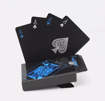 1 VNT PVC Pokerio Vandeniui Plastikinis Kortų Rinkinys, Juodos Spalvos Pokerio Kortų Rinkiniai Klasikinis Magija Gudrybės Įrankis Pokerio Žaidimai