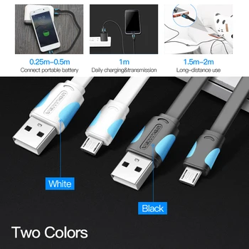 Paj Micro USB Kabelis 2.4 Greitas Įkrovimas USB Duomenų Kabelį, Laidą 