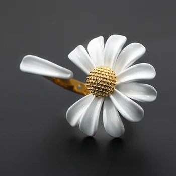 Pavasario Baltos Spalvos Emaliu Daisy Gėlių Derliaus Žiedai Elegantiškas Paprasta Temperamentas Atidarymo Ramunėlių Žiedai, Moterų Papuošalai, Šaliai, Dovanos