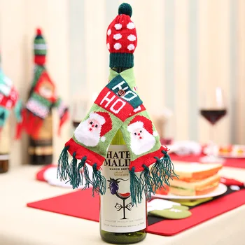 Kalėdų Dekoracijos Namų Santa Claus Vyno Butelio Dangtelį Drabužių Nustatyti Skrybėlę Kepurė Šalikas Stalo Dekoro 2019 Navidad Naujųjų Metų Dovanos