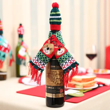 Kalėdų Dekoracijos Namų Santa Claus Vyno Butelio Dangtelį Drabužių Nustatyti Skrybėlę Kepurė Šalikas Stalo Dekoro 2019 Navidad Naujųjų Metų Dovanos