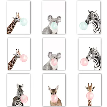 Žirafa, Zebras Gyvūnų Plakatai ir Spausdina Drobė Meno Tapybos Sienos Meno Darželio Dekoratyvinis Nuotrauką Šiaurės Stilius Vaikai Kambario Dekoro