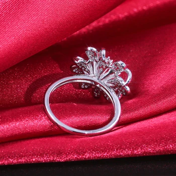 HUITAN Elegantiškas Lygiadienis Gėlių Formos Begalinis Vestuvinį Žiedą, Moterims, Puikus Pumpurų, Žiedų Su Cirkonis Akmuo Noble Baltas Žiedas