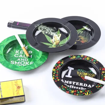 3 Cigarų Metalo Žolė Dėklas Tabako Sukti Plokštelę Alavuotoji Skarda Skardos Diskai, Dūmų, Cigarečių Dėklas Stalo Popieriaus Geležinkelių Dėklas
