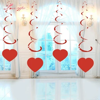 6PCS/Daug Baltos ir Raudonos Meilės Širdis Lubų Kabo Sukama Apdailos Vestuves Papuošalai Kambario Dekoravimas Vestuvių Prekių Garliava