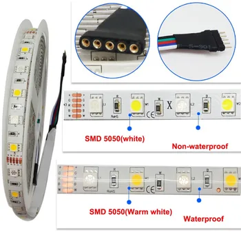 LED Juosta 5050 DC12V RGB RGBW Lanksti LED Šviesos Juostelės 5M/Daug 60LEDs/m Viena Spalva RGB RGBW Namų Apdailos Juosta 5050