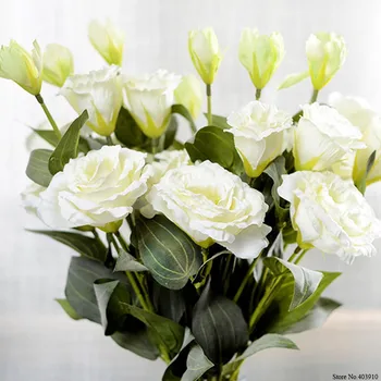 Europos Dirbtinio šilko Gėlių 3 Vadovai Netikrą Eustoma Gradiflorus Lisianthus Kalėdų Vestuves Namų dekoro 5 Spalvų
