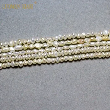 Didmeninė 2-4mm Balta Natūralių Gėlavandenių Perlų Ryžių Formos, Karoliukai, Papuošalai Priėmimo 