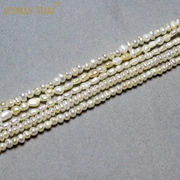 Didmeninė 2-4mm Balta Natūralių Gėlavandenių Perlų Ryžių Formos, Karoliukai, Papuošalai Priėmimo 