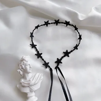 Geometrinis Karoliai Choker Karoliai Žvaigždės Moterų Nėriniai Ponios Pakabukas Mergaičių Papuošalai Black Mados Madinga Korėjos Harajuku Halskette