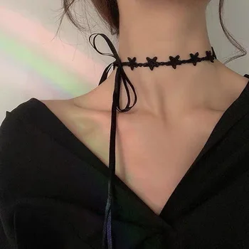 Geometrinis Karoliai Choker Karoliai Žvaigždės Moterų Nėriniai Ponios Pakabukas Mergaičių Papuošalai Black Mados Madinga Korėjos Harajuku Halskette