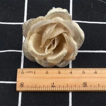 10vnt 4cm Šilko Aukso Dirbtinių Rožių Žiedų Galvučių Dekoratyvinės Gėlės, Vestuvių Namo Šalis Dekoro Mini 