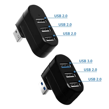 3 Port Multi 2.0/3.0 USB Šakotuvą, Mini USB Hub Didelės Spartos Pasukti Splitter Adapteris Nešiojamas kompiuteris Notebook PC Kompiuterių priedai