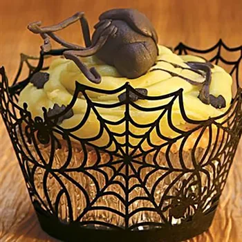 12pcs Helovinas Apdailos Cupcake Wrapper Ragana Spiderweb Pilis Tuščiaviduriai Iš Popieriaus Tortas Įvynioti Kepimo Taurės dekoro Helovinas šalis