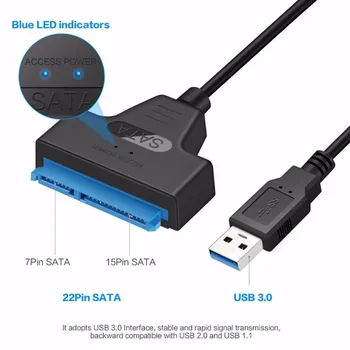 USB 3.0 SATA 3 Kabelis Sata į USB Adapteris, Iki 6 Gb / s Paramos 2.5 colio Išorinis SSD HDD Kietąjį Diską 22 Pin Sata III Kabelis BTZ1