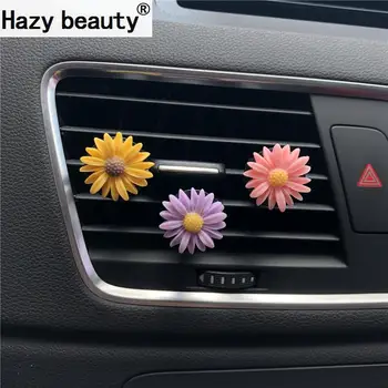 2 vnt spalvos Mažų daisy Automobilių kvepalai įrašą Lady automobilio oro kondicionierius apdailos kvepalai gėlių Automobilių-stiliaus Automobilio Oro Gaiviklis