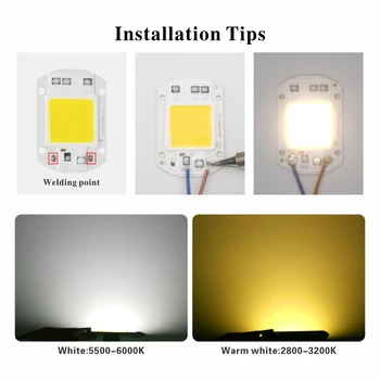 LED, COB (Chip 110V, 220V 10W 20W 30W 50W nereikia Vairuotojo LED Lemputė Karoliukai Potvynių Šviesos Prožektorius Lampada Apšvietimo Šalta/Šilta balta