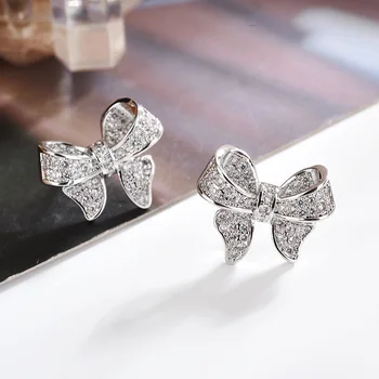 Naujas atvykimo S925 sterlingas sidabro ausų pin mielas lankas crystal nuo Swarovskis moteriški auskarai su cirkono bižuterijos 2021 Naujas