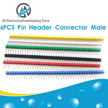 6pcs/Set Pin Header Jungtis Vyrų 2.54 mm Žingsnio Pin Antraštės Juostos vienoje Eilėje 40 pin Jungties Rinkinys, skirtas PCB lenta
