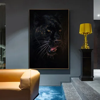 Gyvūnų Meno Juodas Leopardas Pantera Drobės Tapybos Sienos Nuotraukas Gyvenimo Kambario Sienos Meno Plakatus Spausdina Namų Cuadros Apdaila