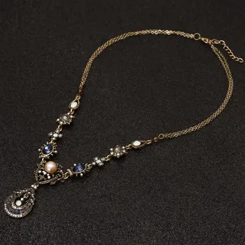 Prabangus Senovinis Vintage Choker Karoliai Moterų Subtilus Perlų Kristalų Dizaineris Dvigubas Grandinės Maxi Pareiškimą Karoliai