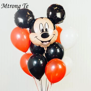 12pcs Mickey Minnie Mouse Helio Folija, Balionus, Gimtadienio Apdailos Baby Shower Gimtadienio Latekso Balionas Animacinių filmų Vaikams Žaislas