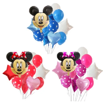 12pcs Mickey Minnie Mouse Helio Folija, Balionus, Gimtadienio Apdailos Baby Shower Gimtadienio Latekso Balionas Animacinių filmų Vaikams Žaislas