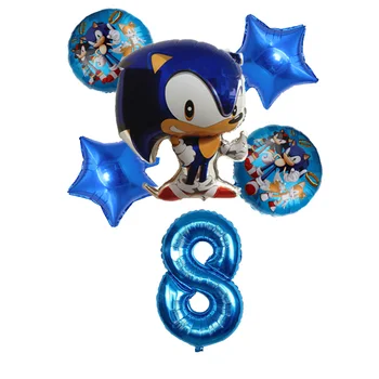 6pcs/daug Sega, Sonic The Hedgehog Balionai Super Herojus 32inch Skaičius Folija Balionas Berniukas, Mergaitė Laiminga Brithday Šalies Balionų Dekoras