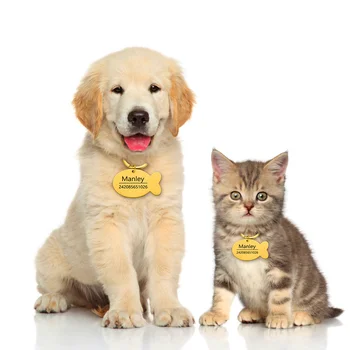 Nemokamas Graviravimas Pet ID Tag Šuniukų ir Kačių, Šunų Antkaklis Aksesuarai Šunims ID Žymes, Individualų Pet asmens Tapatybės Kortelė